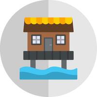 Beach Hut Flat Scale Icon Design vector