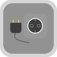 Plug And Socket Flat round corner Icon Design vector