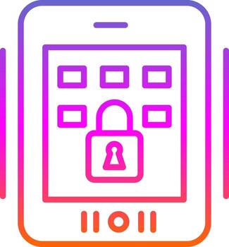 Tablet Secure Line Gradient Icon Design vector