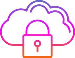 nube seguridad línea degradado icono diseño vector