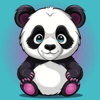 A cartoon of a panda bear. illustration digital art. Kawaii Anime style cute panda. vector