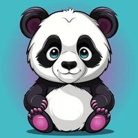 A cartoon of a panda bear. illustration digital art. Kawaii Anime style cute panda. vector