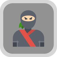 ninja plano redondo esquina icono diseño vector