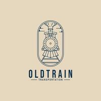 locomotive logo line art with emblem illustration design graphic, old train logo design template vector