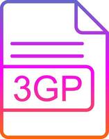 3gp archivo formato línea degradado icono diseño vector