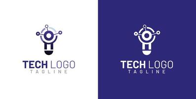 logotipo-tecnológico concepto con ligero y comunicación vector