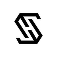 Letter Sh or Hs negative space creative line art monogram logo vector