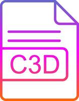 C3D File Format Line Gradient Icon Design vector