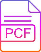 pcf archivo formato línea degradado icono diseño vector