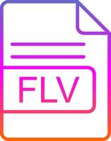 FLV File Format Line Gradient Icon Design vector