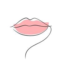 Lips. Continuous one line art minimalistic drawing on a white background. vector