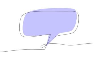 Speech Bubble. One line art drawing. Black lines on a white background. vector