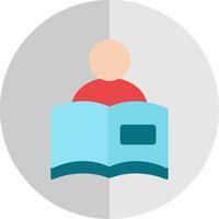 leyendo libro plano escala icono diseño vector