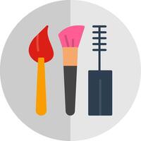 maquillaje cepillos plano escala icono diseño vector