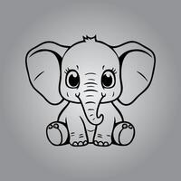 Elephant line art vector