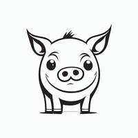 black and white pig vector