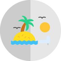 puesta de sol en playa plano escala icono diseño vector