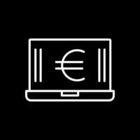 euro ordenador portátil línea invertido icono diseño vector