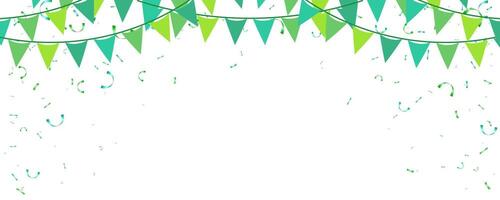 Banner frame, card with paper flag and confetti national, birthday, anniversary and congratulation vector