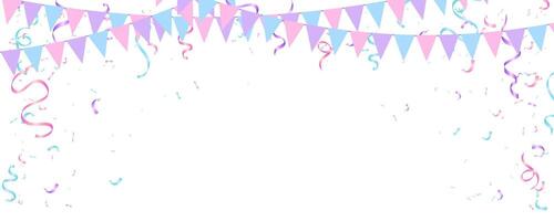 Decoration elements party festival holiday with pastel bunting garland flag and confetti vector