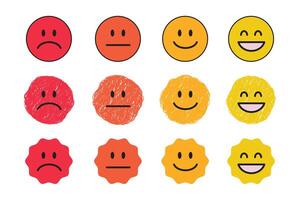 Smiley face rating emoticon expression set vector