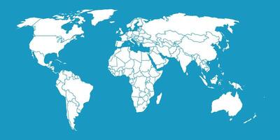 World map with blue ocean background vector