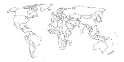 mundo mapa contorno en blanco antecedentes vector