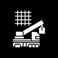 Crane Lifting Glyph Inverted Icon Design vector