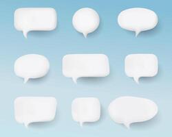 Set of white speech bubbles with 3D effect vector