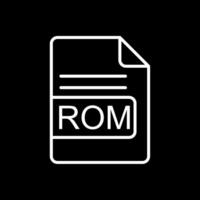 ROM archivo formato línea invertido icono diseño vector