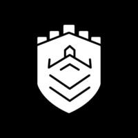 Security Castle Tech Glyph Inverted Icon Design vector