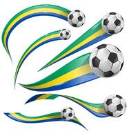 Gabon flag set with soccer ball set icon. illustration vector