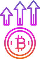 Bitcoin Up Line Gradient Icon Design vector