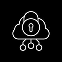 seguridad nube línea invertido icono diseño vector