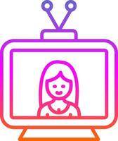 televisión línea degradado icono diseño vector