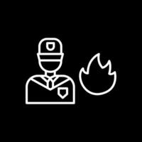 Firefighter Line Inverted Icon Design vector