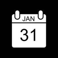 January Glyph Inverted Icon Design vector