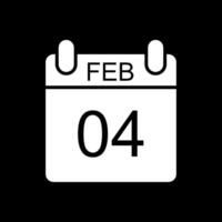 February Glyph Inverted Icon Design vector