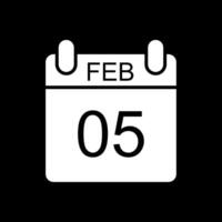 February Glyph Inverted Icon Design vector