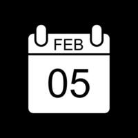 February Glyph Inverted Icon Design vector