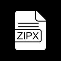 zipx archivo formato glifo invertido icono diseño vector