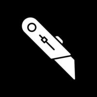 Utility Knife Glyph Inverted Icon Design vector