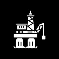 Offshore Platform Glyph Inverted Icon Design vector