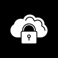 Cloud Security Glyph Inverted Icon Design vector