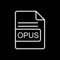 opus archivo formato línea invertido icono diseño vector