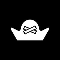 pirata sombrero glifo invertido icono diseño vector