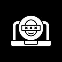 Security Laptop Faceprint Glyph Inverted Icon Design vector