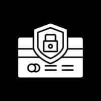 crédito tarjeta seguridad glifo invertido icono diseño vector