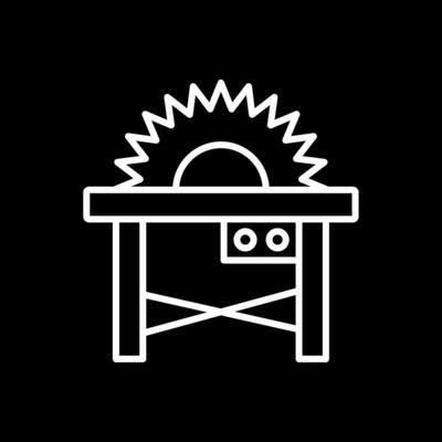 Table Saw Line Inverted Icon Design
