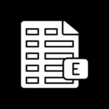 Excel Glyph Inverted Icon Design vector